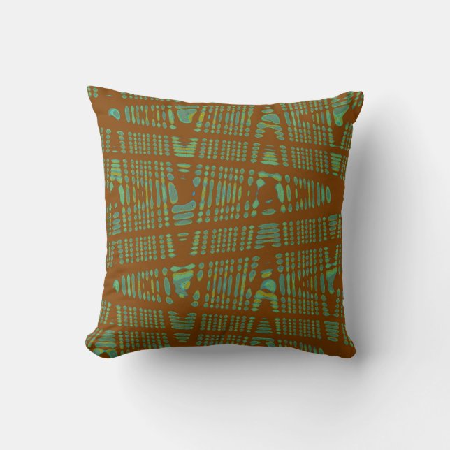 Modern Brown Blue Wave Pattern Pillow (Front)