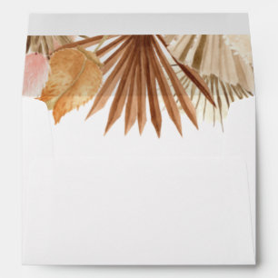 Modern Brown Bohemian Pampas Grass Wedding Envelope