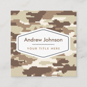 Modern Brown Camouflage Military Style Pattern Square Business Card