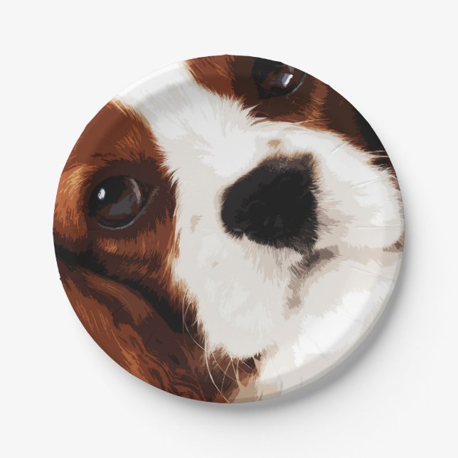 modern brown Cavalier King Charles Spaniel Paper Plate (Front)
