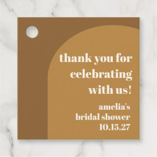 Modern Brown Chic Custom Bridal Shower Thank You Favour Tags