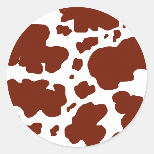 Modern Brown Cow Spots Print  Classic Round Sticker (Front)