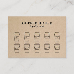 Modern Brown Cute Simple Coffee Loyalty Card