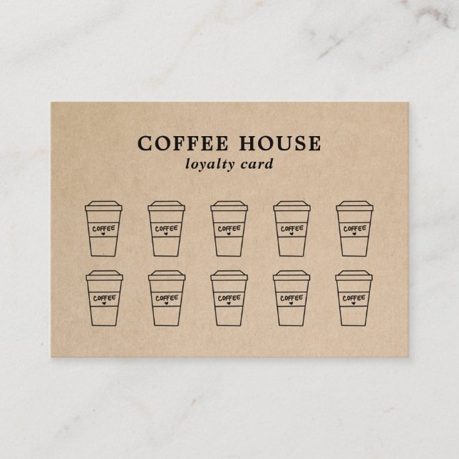 Modern Brown Cute Simple Coffee Loyalty Card (Front)