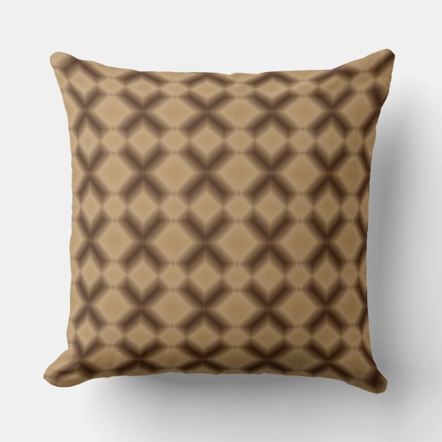 Modern Brown Diamond Pattern Throw Pillow (Front)
