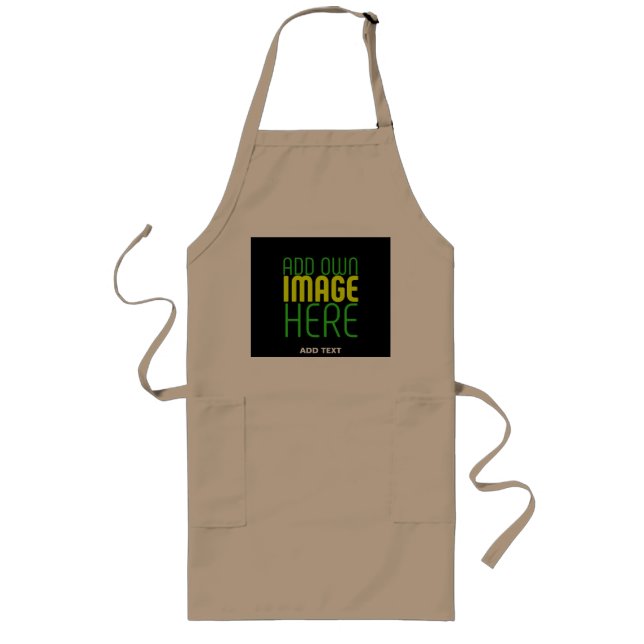 MODERN BROWN EDITABLE BLACK IMAGE TEXT TEMPLATE LONG APRON (Front)