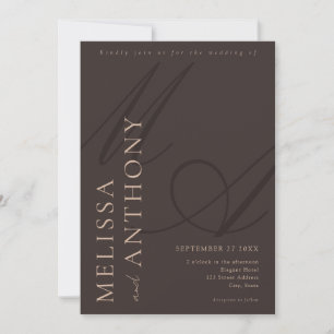 Modern Brown Elegant Minimalist Wedding Invitation