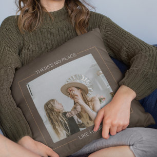 Modern Brown   Family Photo   Home Gift Cushion