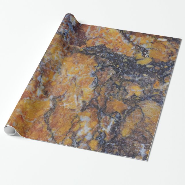 Modern Brown Faux Marble Wrapping Paper (Unrolled)