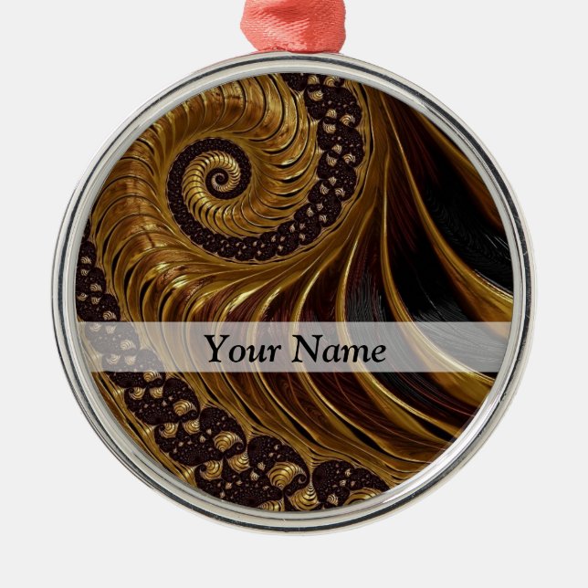 Modern brown fractal spiral pattern metal tree decoration (Front)