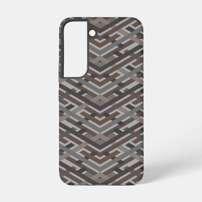 Modern Brown Geometric Pattern Galaxy S22 Cases (Back)