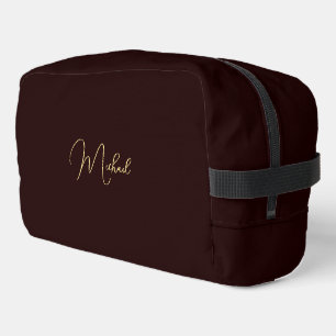 Modern Brown Gold Monogram Mens Womens Travel Gym Dopp Kit