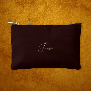 Modern Brown Gold Monogrammed Travel Cosmetic Golf Accessory Pouch