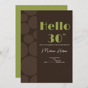 Modern Brown & Green Birthday Invitation