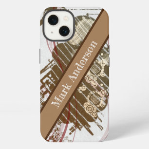 Modern brown grunge style custom iPhone 13 case