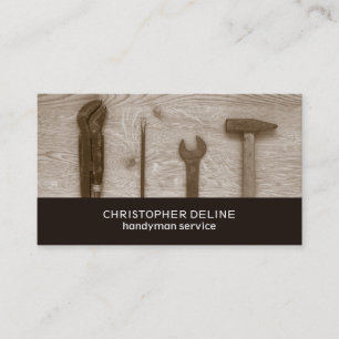 Modern Brown Hand Tools Photo Handyman Service Business Card