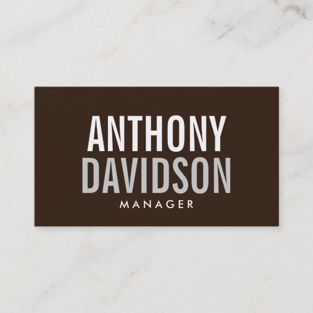 Modern Brown Huge Bold Text Business Card (Front)
