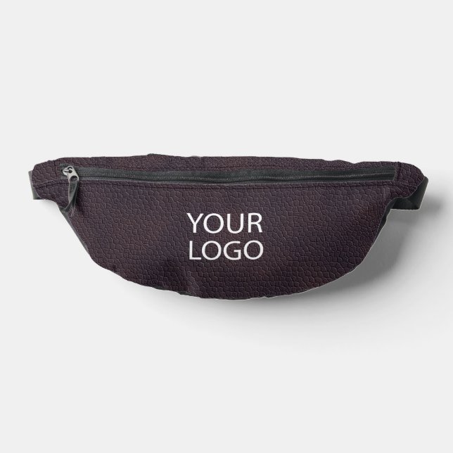 Modern Brown Leather  Business Logo Name Bum Bags (Lay Down)