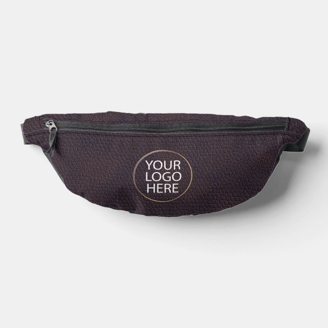 Modern Brown Leather  Business Logo Name Bum Bags (Lay Down)