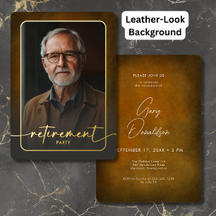 Modern Brown Leather Photo Retirement Party