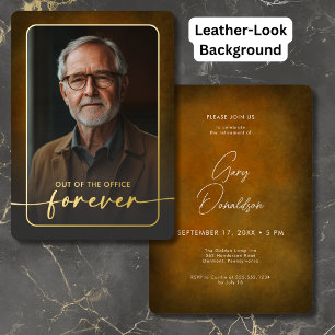 Modern Brown Leather Photo Retirement Party