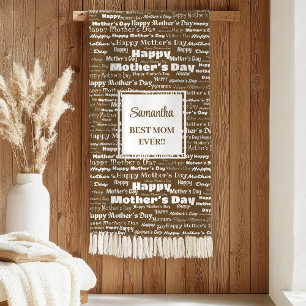 Modern Brown Lettering Mother’s Day Personalized Sherpa Blanket
