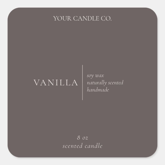 Modern Brown Minimalist Candle Label (Front)