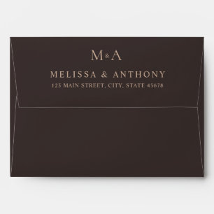 Modern Brown Minimalist Monogram Wedding  Envelope