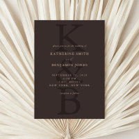 Modern Brown Minimalist Monogram Wedding
