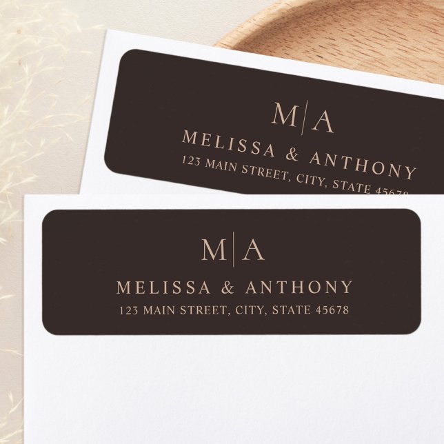 Modern Brown Minimalist Wedding Return Address Label (Creator Uploaded)