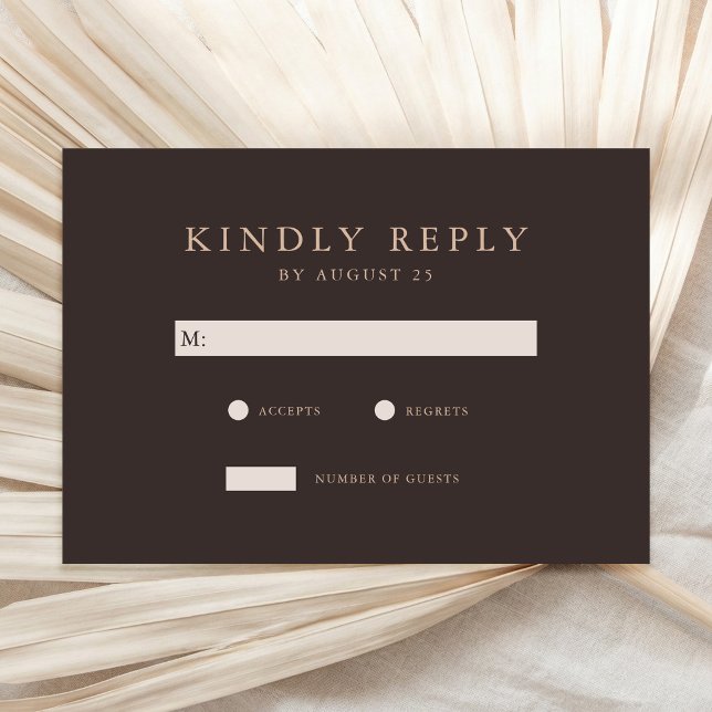 Modern Brown Minimalist Wedding RSVP Card (Creator Uploaded)