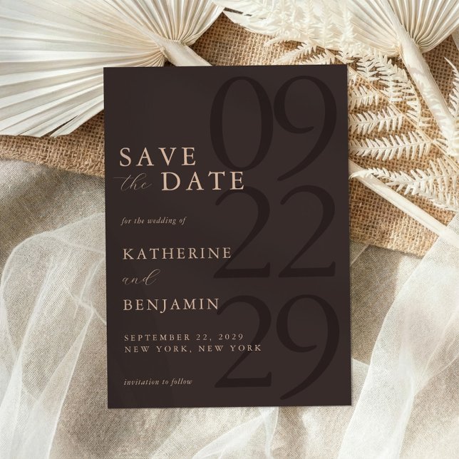 Modern Brown Minimalist Wedding Save The Date (Creator Uploaded)