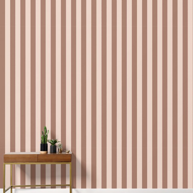 Modern Brown Mocha Spanish White Narrow Stripes Wallpaper (Hallway)