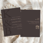 Modern Brown Monogram All in One Wedding Invitation<br><div class="desc">Easily personalise your wedding invitations with this editable template. Features minimal elegant typography design in brown colour.</div>