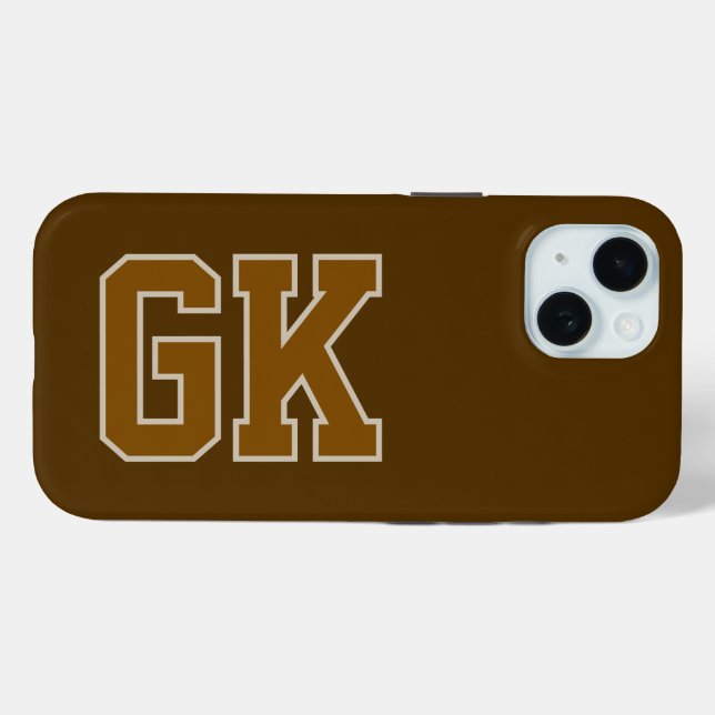 Modern  Brown Monogram Initials Case-Mate iPhone Case (Back (Horizontal))