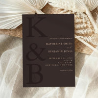 Modern Brown Monogram Minimalist Wedding