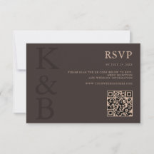 Modern Brown Monogram Minimalist Wedding