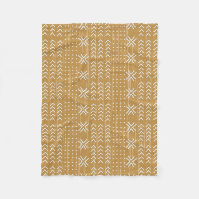 Modern Brown Mud Cloth African Pattern Fleece Blanket (Front)