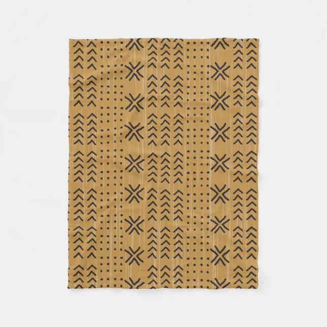 Modern Brown Mudcloth African Pattern Fleece Blanket (Front)