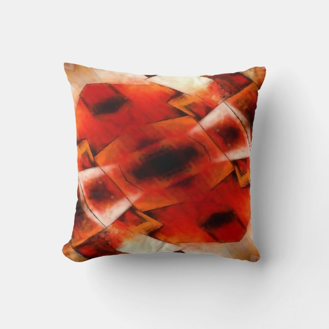 Modern Brown Orange Red Soft Abstract Cushion (Front)