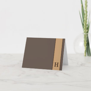 Modern Brown Personal Men's Stationery Monogram Thank You Card