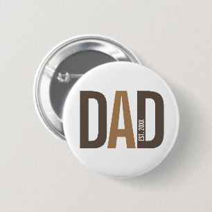 Modern Brown Personalised Dad Established 6 Cm Round Badge