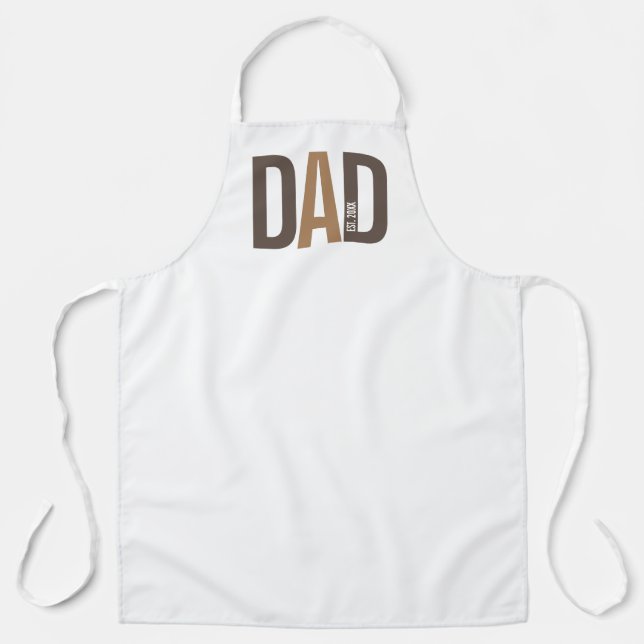 Modern Brown Personalised Dad Established Apron (Front)