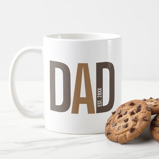 Modern Brown Personalised Dad Established Coffee Mug (Creator Uploaded)