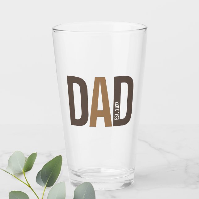 Modern Brown Personalised Dad Established Glass (Creator Uploaded)
