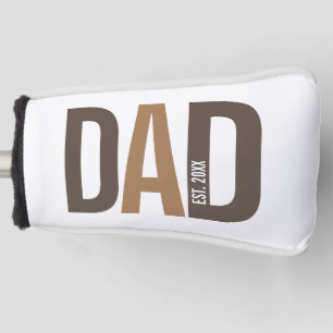 Modern Brown Personalised Dad Established Golf Head Cover