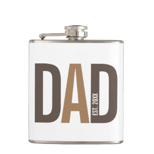 Modern Brown Personalised Dad Established Hip Flask