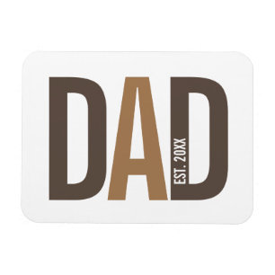 Modern Brown Personalised Dad Established Magnet