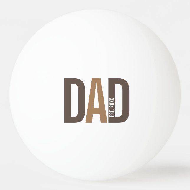 Modern Brown Personalised Dad Established Ping Pong Ball (Front)