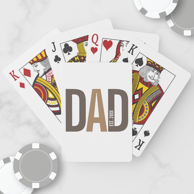 Modern Brown Personalised Dad Established Playing Cards (Creator Uploaded)
